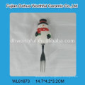 Sostenedor de cuchara de cerámica de Navidad con diseño de muñeco de nieve